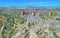 Miniature aerial view of hot air balloons in Cappadocia