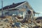 Miniature astronaut background, Miniature astronaut dolls exploring a sandpile in front of a house