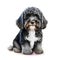 miniature black and white poodle dog in front of white background generative AI Generative AI