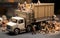 miniature cargo, construction Tractor toy, Miniature people, delivery service,