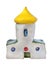 Miniature ceramic church isolated on a white
