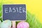 Miniature chalkboard with easter eggs