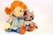Miniature Chihuahua Puppy with Big Soft Toy Doll