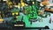 Miniature christmas tree town village with trains tram cable car wagon