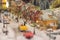 Miniature christmas village, christmas world with snow, people,