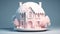 Miniature cute clay 3D pink house