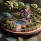 Miniature cute clay isometric 3D house GenerativeAI