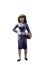 Miniature figurine woman isolatedon white background