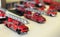 Miniature fire engine car models.