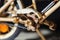 Miniature handicraft detail shot of wooden bicycle