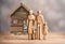 Miniature Home Life: Wooden Figurines Illustrate Family Happiness Dreaming of Home
