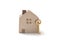 Miniature house and key on white background