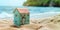 A miniature house on the sand against the backdrop of the sea or ocean. Travel vacation rental concept. Resort property