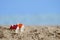 Miniature house on tropical sand beach .property real estate