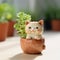 Miniature Little Cat Planter: Adorable Cartoonish Decor With Japanese Influence