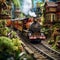 Miniature locomotives on elaborate railway tracks