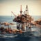 Miniature Marvel: Tilt-Shift View of Offshore Oil Rig Majesty