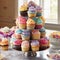 Miniature Marvels: A Tower of Cupcakes Packed with Flavor