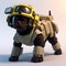 A miniature mutt in a body armor, pictured as a lifeguard or explosive ordnance disposal worker, AI generated