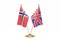 Miniature Norway And England Flag Concept On White With Clipping Path