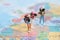 Miniature people,Backpacker enjoy to discovery journey travel at amazing on world map