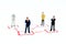 Miniature people: Businessman stand in various positions. Image use for business cycle, responsibility