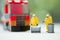 Miniature people : chemical team in hazmat suits and fire truck