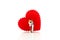 Miniature people : Couple of love with red heart,sweet lover con