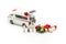 Miniature people : Doctor and Nurse emergency medical team and Patient with pills and Ambulance ,Health care, medical service, and