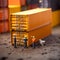 Miniature people engineer and worker work with cargo container for import export. with Generative AI Technology