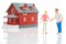 miniature people. figures of man and woman house model on white background. communication and relationship building. problems in