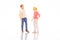 miniature people. figures of a man and a woman on a white background. communication and relationship building. problems in