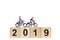 Miniature people : Friend Group ride bicycle with wooden number 2019
