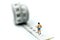 Miniature people : marathon runners with measuring tape ,jogging and running,Active and healthy lifestyle concept