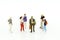 Miniature people : Moderator are interviewing guests, successful business executives. Image use for Entertainment Industry