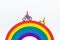 Miniature people : Mom and kids cycling on the rainbow. Image use for to be good model, family concept