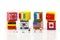 Miniature people : students with international flag using for co
