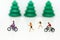 Miniature people : Tourist cycling the bicycle. Image use for travel concept