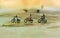 Miniature people, travelers with bicycle on world map, cyling to destination.