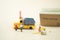 Miniature people : Worker team moving order from online shopping