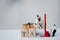 Miniature people worker wood word with TAX by forklift