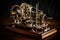 Miniature perpetual motion machine that uses motion to generate energy. Generative AI