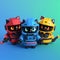 A miniature plastic toy depicting a charming and tough cats in a helmet and special forces gear. AI generated