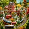 Miniature railway with intricate details and vibrant colors