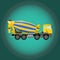 Miniature and realistic flat icon of a concrete mixer truck. Vector illustration.