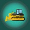 Miniature and realistic flat icon of a crawler tractor, bulldozer.