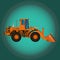 Miniature and realistic flat icon of a large loader with a bucket. Construction machinery, equipment