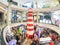 Miniature of red lighthouse inside the building of the Terminal 21 shopping mall.