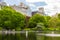 Miniature remote-controlled sail boat in Conservatory Water pond in the Central Park, New York