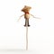 Miniature Scarecrow Puppet Figure With Hat And Straw